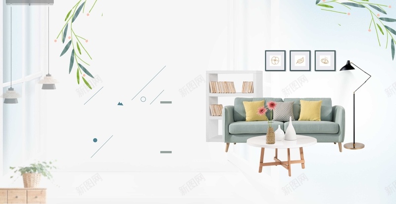 简约家居装修装饰psd设计背景_新图网 https://ixintu.com 简约 家居 装修 装饰 手绘 扁平 油漆 家具 天猫 折扣 包邮 家装家饰 海报