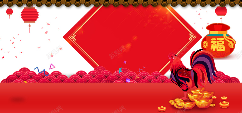 新年春节红色海报背景背景