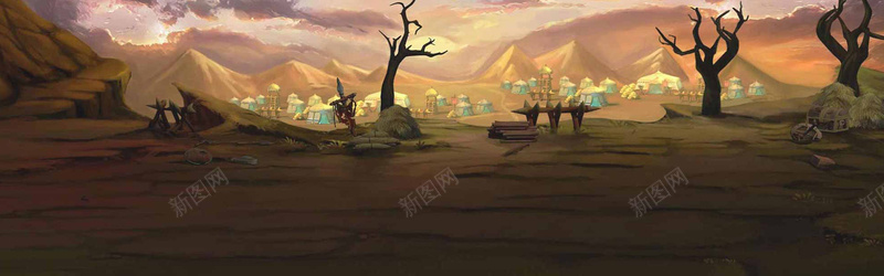 动漫梦幻游戏背景jpg设计背景_新图网 https://ixintu.com 动漫 梦幻 游戏 山峰 场景 树木 海报banner 卡通 童趣 手绘