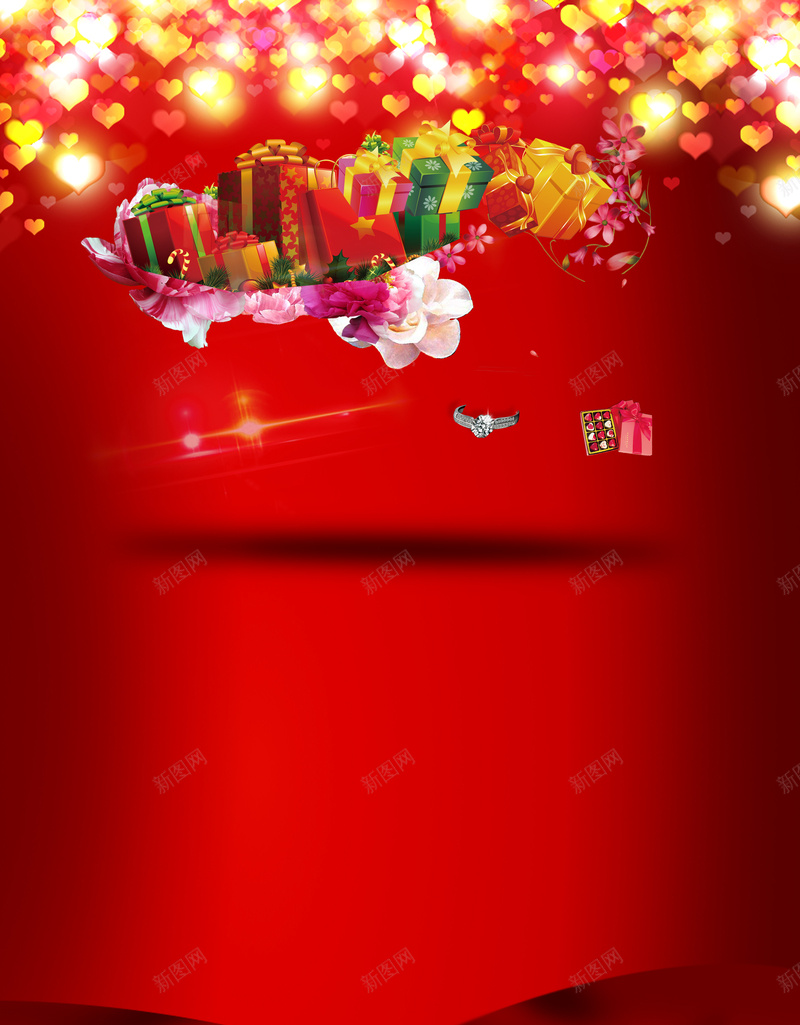 浪漫七夕情人节爱有礼促销海报背景素材psd高清背景_新图网 https://ixintu.com 七夕情人节 浪漫 爱心 礼物 红色 促销海报 渐变 爱情