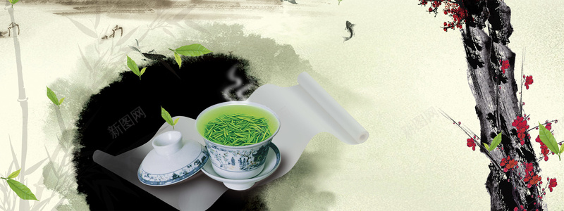 茶叶海报jpg设计背景_新图网 https://ixintu.com 茶杯 茶叶海报 梅花 浅色背景 艺术字 印章 茶叶海报素材下载 茶叶海报模板下载 海报banner 其他