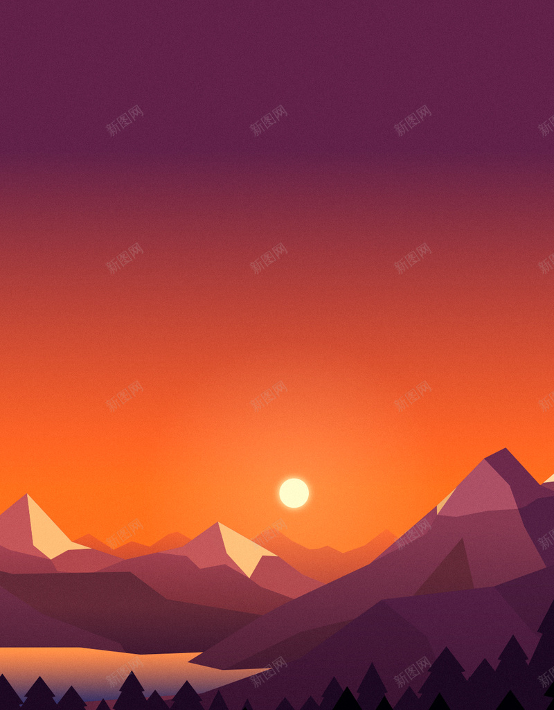 橙色卡通扁平H5背景jpg设计背景_新图网 https://ixintu.com 卡通 山峰 扁平 橙色 渐变 H5背景 H5 h5 几何