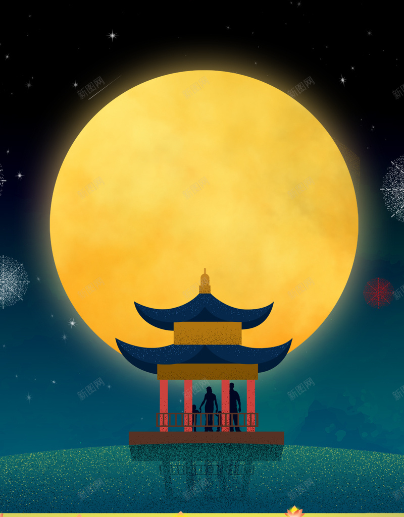 中秋佳节鱼塘荷花月圆深夜图psd设计背景_新图网 https://ixintu.com 中秋 佳节 鱼塘 荷花 月圆 深夜图 亭子 凉亭 花朵