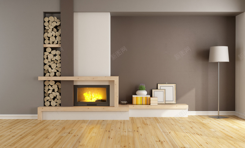 简约家居设计背景素材jpg设计背景_新图网 https://ixintu.com 场景 海报 背景 家居 品质 落地灯 壁炉 木地板 相框