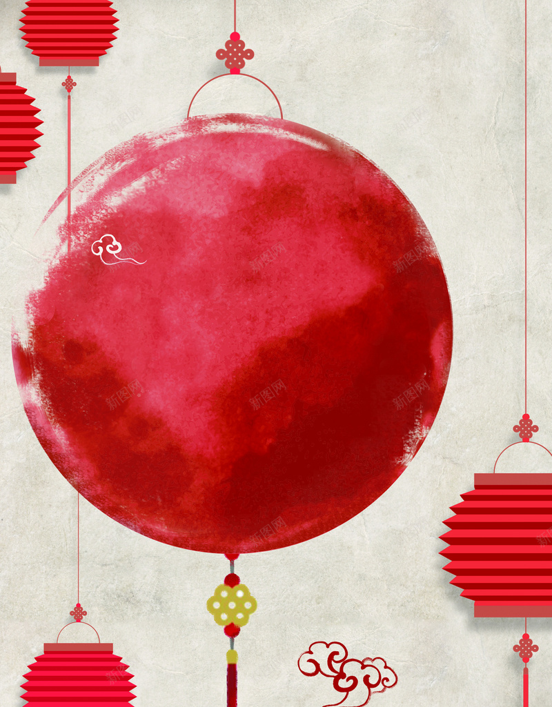 红色灯笼大气中国红海报背景psd设计背景_新图网 https://ixintu.com 喜庆海报 大气海报 红色灯笼 中国红 中国风 手绘海报 吉祥如意 卡通海报