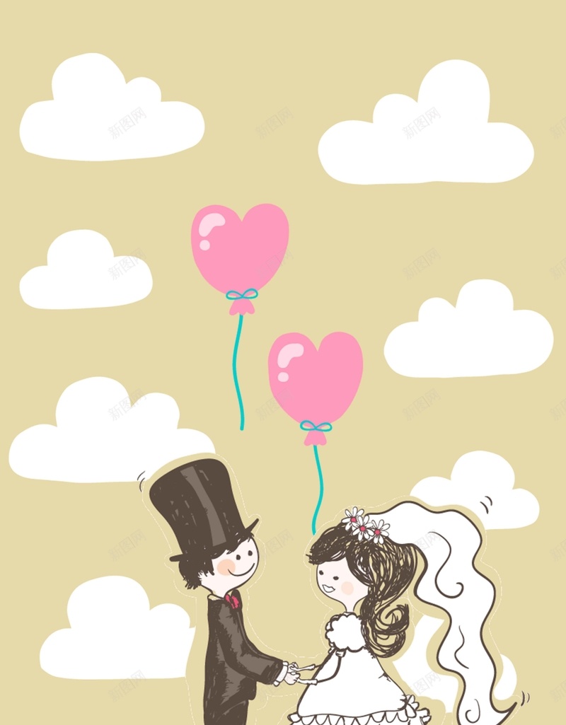情人节浅黄色扁平卡通婚礼清新简约背景jpg设计背景_新图网 https://ixintu.com 浅黄色背景 情人节 卡通 婚礼 扁平 清新 手绘 插画 简约背景