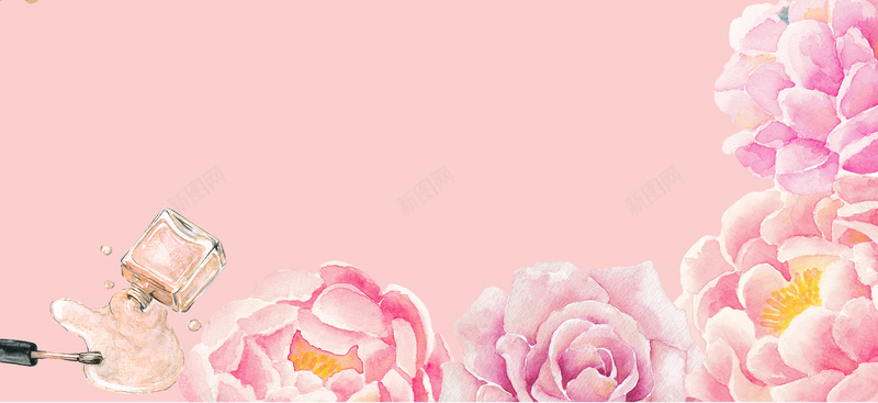 卡通美甲节文艺粉色花瓣背景背景
