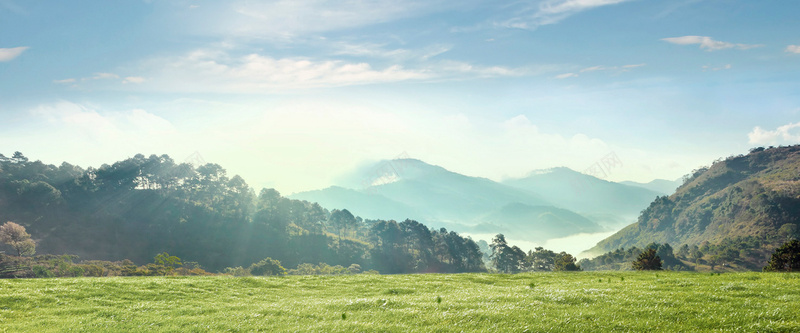 自然风光背景bannerjpg设计背景_新图网 https://ixintu.com 自然风光 天空 山脉 白云 草地 小清新 森林 全屏背景 banner