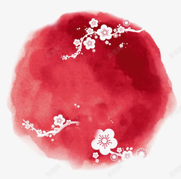 红色水墨梅花效果元素png免抠素材_新图网 https://ixintu.com 红色 水墨 梅花 效果元素 免抠PNG