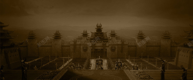 城墙游戏背景装饰jpg设计背景_新图网 https://ixintu.com 乌云 灰色 城墙 古城 海报banner 游戏背景装饰