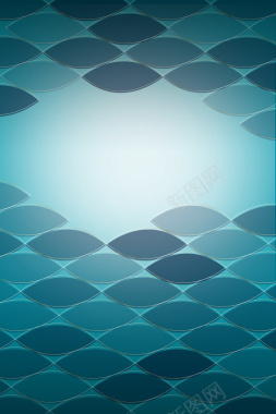 蓝色简约抽象鱼群商务海报背景psd背景
