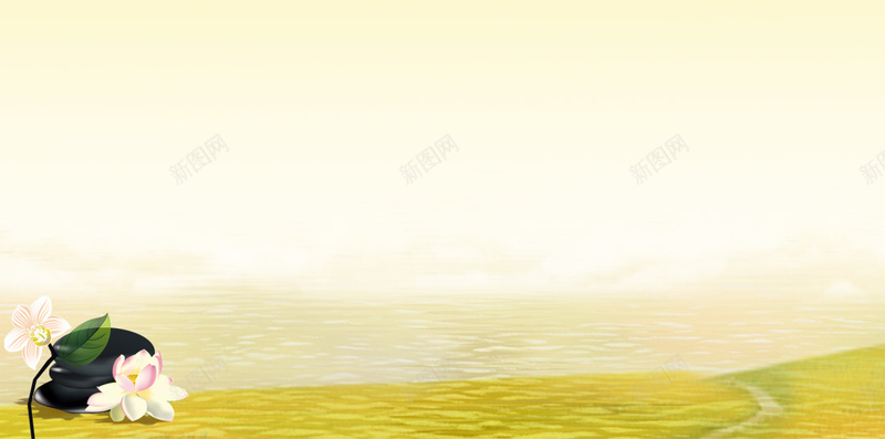黄色背景上的花草H5素材背景psd设计背景_新图网 https://ixintu.com 黄色背景 光线 渐变 花瓣 花草 H5素材 PSD背景