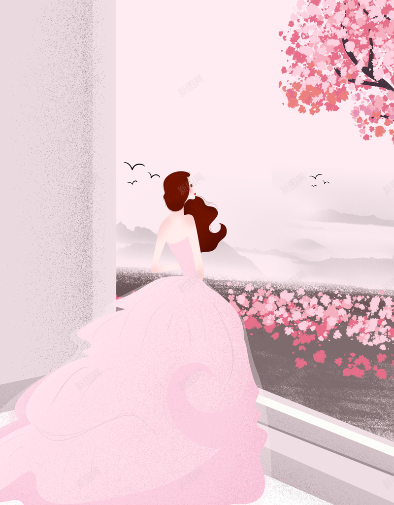 温馨浪漫少女插画七夕海报背景psdpsd设计背景_新图网 https://ixintu.com 七夕 少女 插画 浪漫 温馨 海报背景 psd 粉色 你好九月 大树 落叶