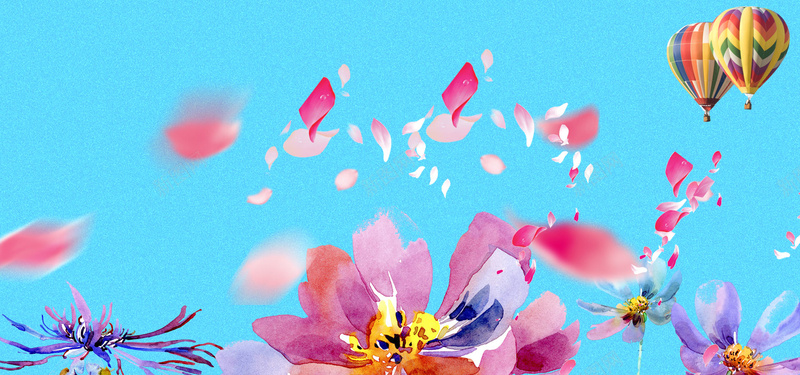 飘花背景psd设计背景_新图网 https://ixintu.com 热气球 背景 花瓣 颜色 飘花
