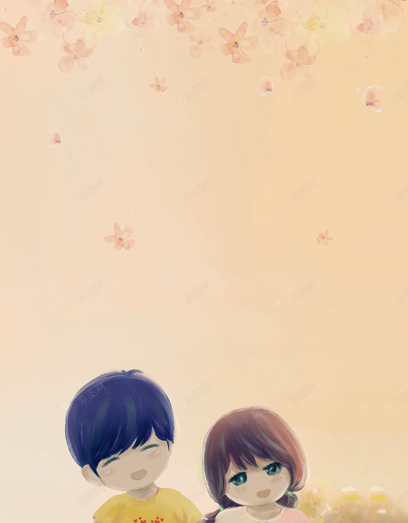 橙色卡通手绘情人节H5背景素材psd设计背景_新图网 https://ixintu.com 卡通手绘 七夕 情人节 乞巧节 幸福浪漫 H5背景素材 爱情 浪漫背景 节日海报 七夕海报 爱情传统