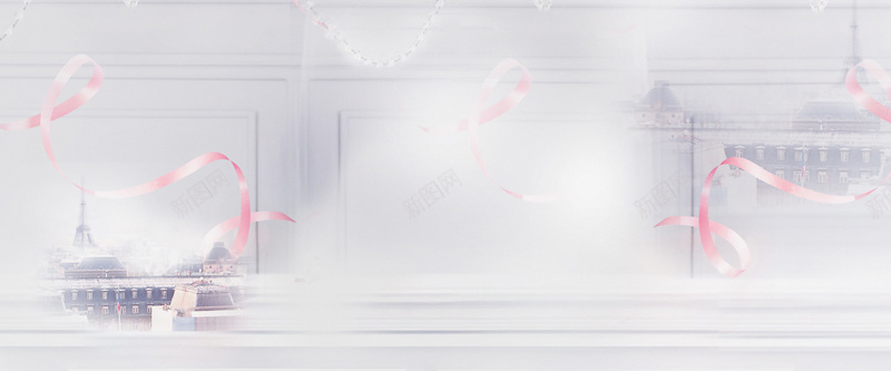 情人节jpg设计背景_新图网 https://ixintu.com 丝带 白色 粉红 海报banner 文艺 清新 简约