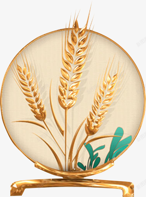 中式金色小麦摆件png免抠素材_新图网 https://ixintu.com 中式 中式摆设 摆件 金色 麦穗