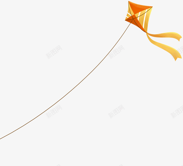 黄色的卡通风筝png免抠素材_新图网 https://ixintu.com 风筝 卡通风筝 放风筝 简笔风筝