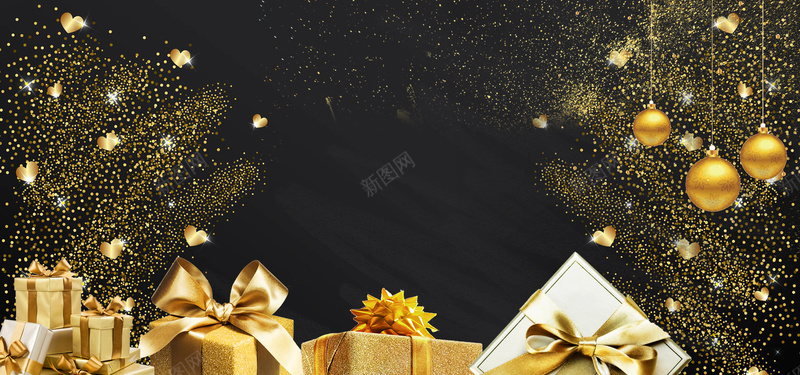 黑金简约电商通用促销bannerjpg设计背景_新图网 https://ixintu.com 促销 电商 简约 通用 黑金 banner 黑色 金色 礼物