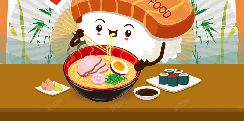 寿司店开业美食海报H5背景源文件分层下载psd设计背景_新图网 https://ixintu.com 寿司店 几何 开业 美食 边框 寿司 黄色 美味 惊喜不断 盛大开业 扁平 H5背景 psd