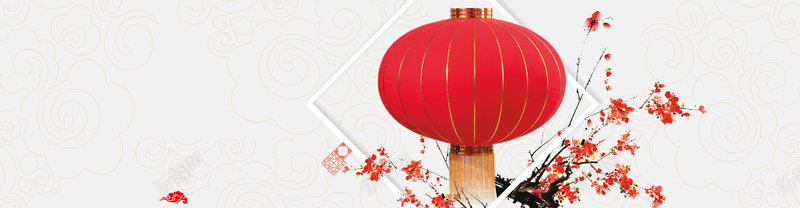 春节背景psd设计背景_新图网 https://ixintu.com 大红灯笼 简约风格 梅花 喜气洋洋 中国风 海报banner