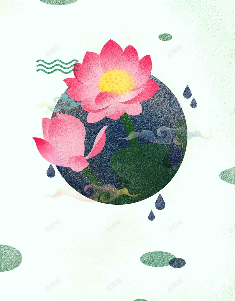 听荷手绘插画海报背景模板psd设计背景_新图网 https://ixintu.com 手绘 插画 海报 背景模板 夏天 听荷 荷花 赏花 宣传 旅游