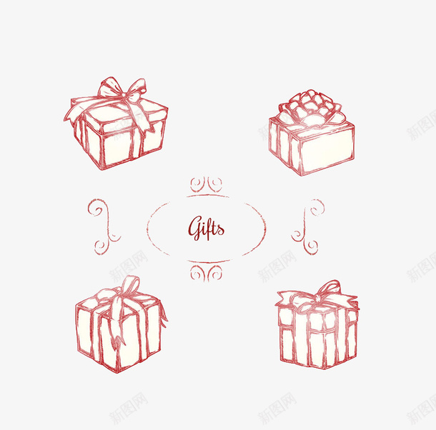 礼物盒psd免抠素材_新图网 https://ixintu.com 礼物 红色 gift 简笔画