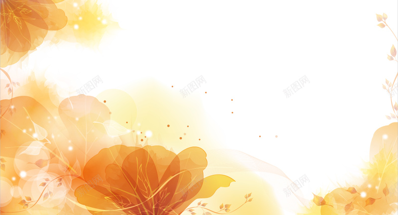 橙色手绘花朵背景psd设计背景_新图网 https://ixintu.com 手绘 橙色 线条 花朵 藤蔓 圆点 卡通 童趣