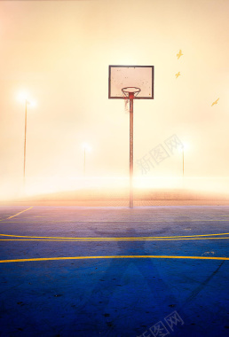 橙色篮球架H5背景背景