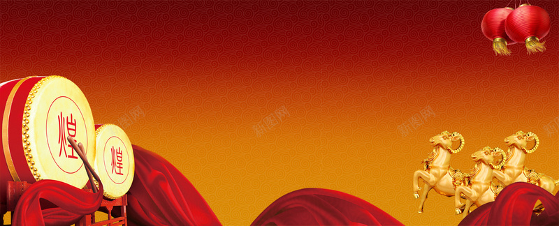 中国风背景psd设计背景_新图网 https://ixintu.com 中国风 中国红 纹理 鼓 敲鼓 灯笼 红丝带 海报banner