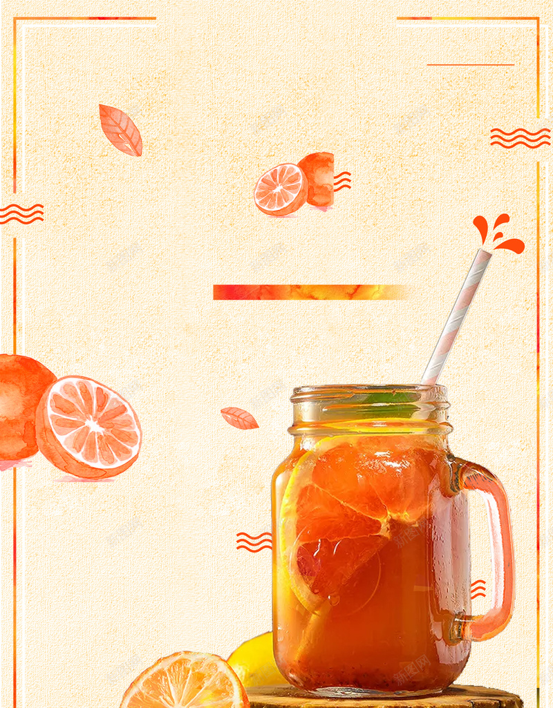 夏日特饮促销海报背景jpg设计背景_新图网 https://ixintu.com 柠檬茶 夏季 果茶 海报 消暑 夏日特饮 橙色 冷饮