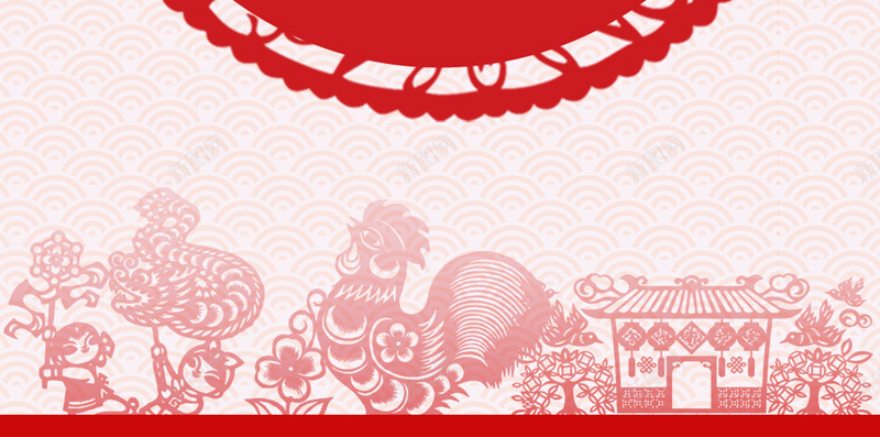 春节元宵节红色喜庆H5背景免费下载jpg设计背景_新图网 https://ixintu.com 春节 元宵节 红色 喜庆 墙檐 圆环 灯笼 质感 水波纹图案背景 剪纸 公鸡 花 树 房屋 孩童