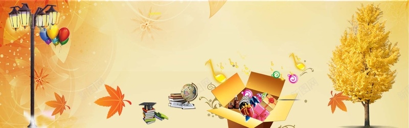 金秋淘宝促销活动背景psd设计背景_新图网 https://ixintu.com 海报banner 金色背景 商品 树木 路灯 科技 科幻 商务