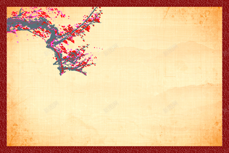 中国风复古插画海报PSD背景素材psd设计背景_新图网 https://ixintu.com 复古背景 复古风格 梅花海报 中国风 梅花 梅花背景 复古梅花 中国风海报 边框海报 梅花素材