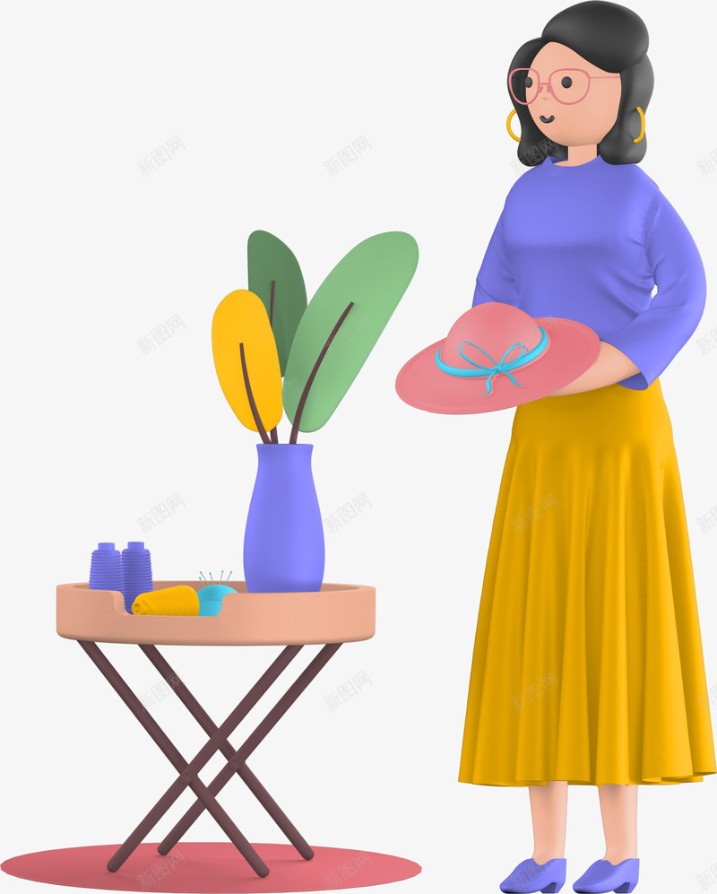 3D卡通呢女人png免抠素材_新图网 https://ixintu.com 3D 卡通 女人