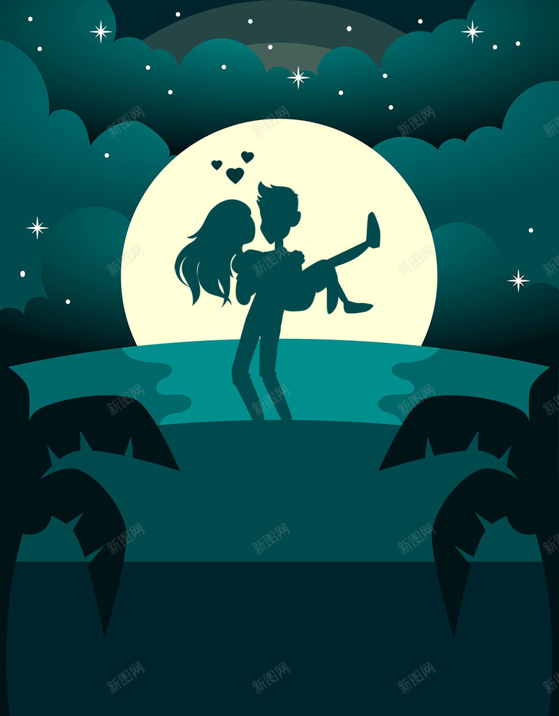 深绿色情侣表白浪漫星光海边散步jpg设计背景_新图网 https://ixintu.com 深绿色 情侣 星光 浪漫 表白 海边 散步 月亮