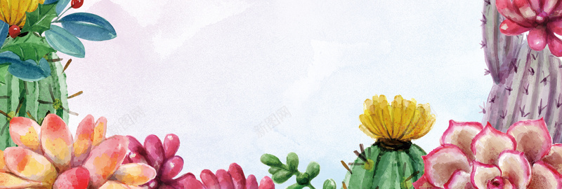 彩色手绘风小清新多肉植物盆栽淘宝psd设计背景_新图网 https://ixintu.com 多肉植物 小清新 手绘风 彩色 盆栽 淘宝 banner 电商 海报