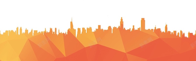 变成城市背景jpg设计背景_新图网 https://ixintu.com 横幅背景 橙红色 城市 建筑 扁平 全屏banner背景 渐变 几何