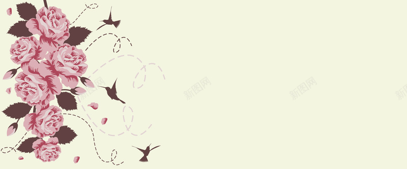 玫瑰彩绘背景jpg设计背景_新图网 https://ixintu.com 海报banner 唯美背景 玫瑰花 卡通 童趣 手绘花朵 手绘
