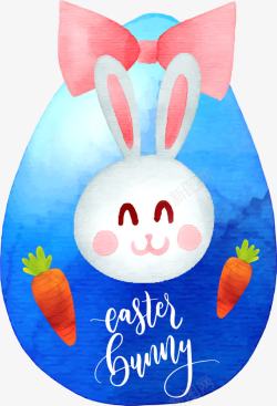 五彩彩蛋水彩手绘复活节蓝色彩蛋兔子蝴蝶高清图片