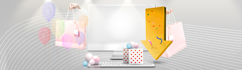 店招背景图节日促销背景图女人节背景图jpg设计背景_新图网 https://ixintu.com 海报banner 购物袋 气球 礼盒 键盘 浪漫 梦幻