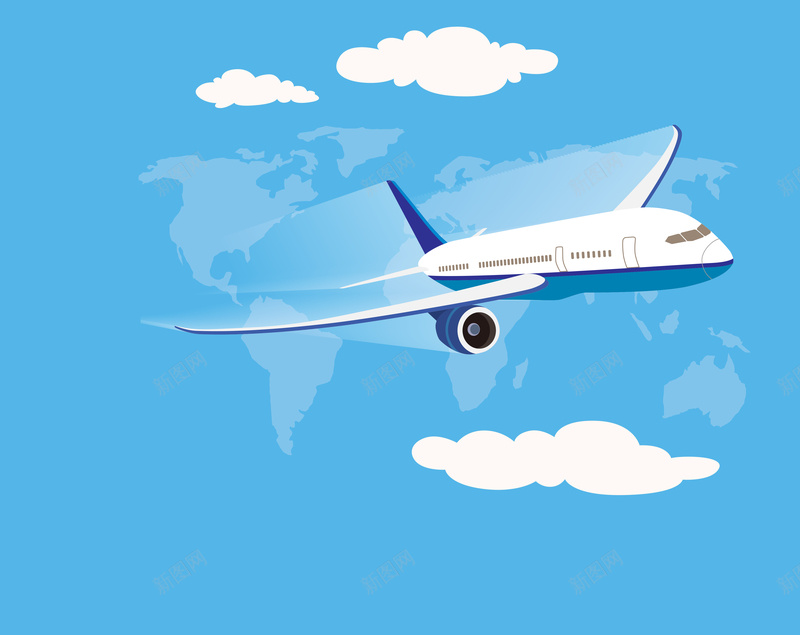 蓝色清新扁平航空主题海报背景素材jpg设计背景_新图网 https://ixintu.com 扁平矢量素材 蓝色清新背景 喜欢 扁平 渐变 航空主题海报背景 飞机航行素材背景 几何
