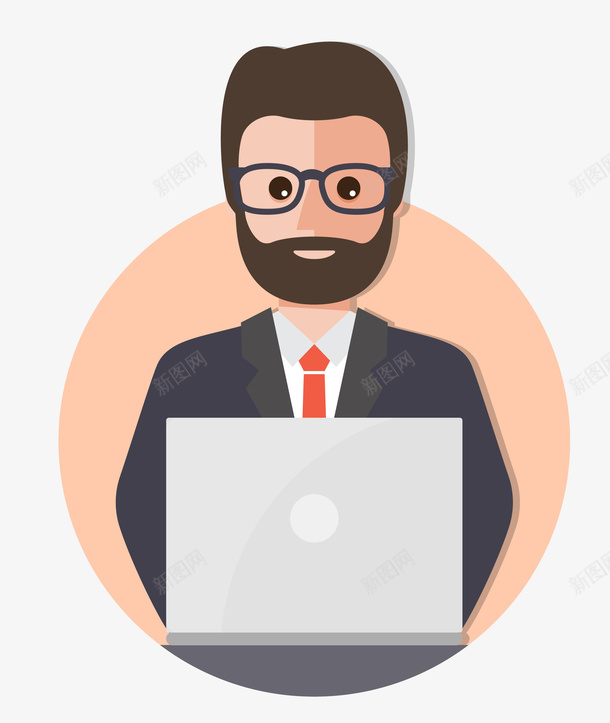 手绘看电脑的男孩pngpng免抠素材_新图网 https://ixintu.com 看电脑的男孩 商务人士 人物 装饰画 插画 免抠图 抠图