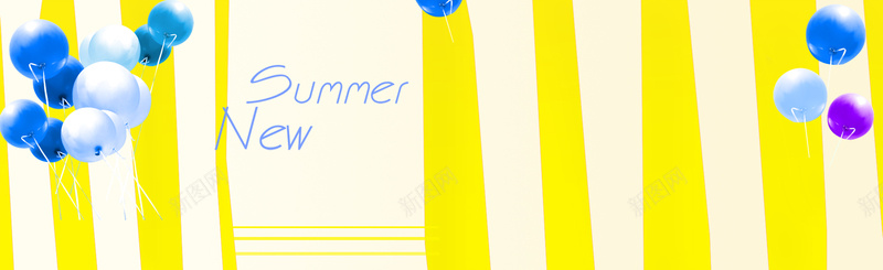 夏日背景psd设计背景_新图网 https://ixintu.com 海报banner 扁平 气球 竖条 黄色 渐变 几何