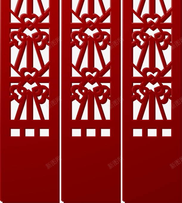 红色喜庆屏风立体图案png免抠素材_新图网 https://ixintu.com 3D立体 红色 喜庆 屏风 矢量图案 新式雕花 微立体