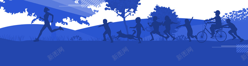 小孩剪影背景jpg设计背景_新图网 https://ixintu.com 海报banner 全屏轮播背景 横幅背景 剪影 小孩 系行车 扁平 渐变 几何