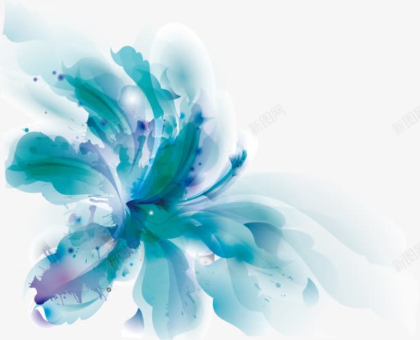 水彩花卉矢量图png免抠素材_新图网 https://ixintu.com 水彩 花卉 潮流 时尚 装饰图案 背景 底纹花纹 蓝色