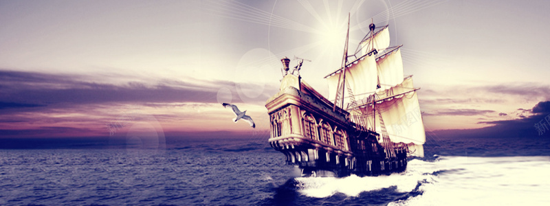 希望之帆背景jpg设计背景_新图网 https://ixintu.com 海报banner 横幅背景 浪漫 海洋 船 全屏banner背景 梦幻
