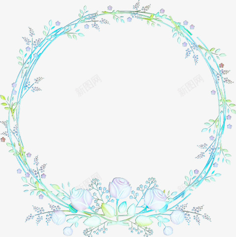 藤蔓花草圆形边框png免抠素材_新图网 https://ixintu.com 花草 圆形 边框 藤蔓