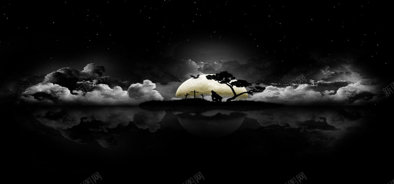 黑夜月亮狼啸背景jpg设计背景_新图网 https://ixintu.com 头狼 摄影 月亮 海报banner 狼啸 背景 风景 黑夜
